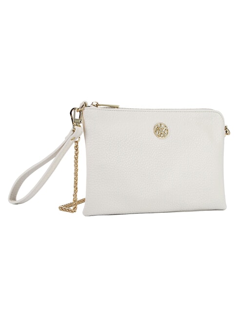 HAPPY Clutch mit Schulterriemen und Handgelenktasche Wei&szlig; - Damentaschen