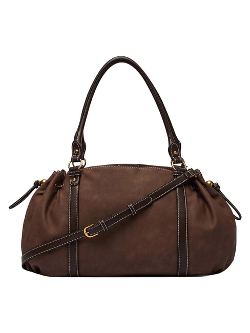 GINESA Schultertasche mit Schultergurt Mokka - Damentaschen