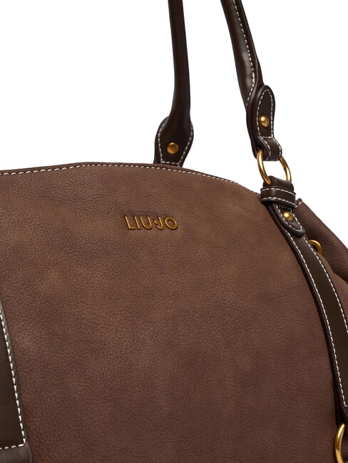 GINESA Schultertasche mit Schultergurt Mokka - Damentaschen