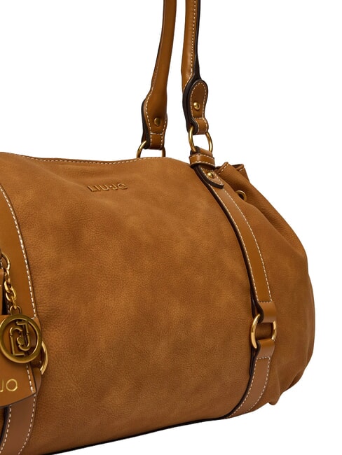 GINESA Schultertasche mit Schultergurt Kamel - Damentaschen