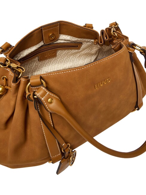 GINESA Schultertasche mit Schultergurt Kamel - Damentaschen