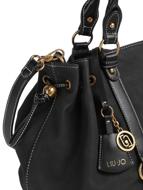 GINESA Schultertasche mit Schultergurt SCHWARZ - Damentaschen
