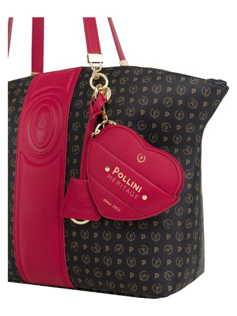 HERITAGE Schultertasche mit Schl&uuml;sselring schwarz rot - Damentaschen