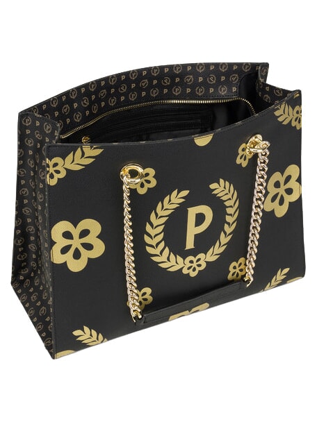 HERITAGE Einkaufstasche mit Allover-Print schwarzes Gold - Damentaschen