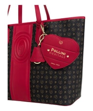 POLLINI HERITAGE Umh&auml;ngetasche zum Einkaufen, mit Kulturbeutel schwarz rot - Damentaschen - 6