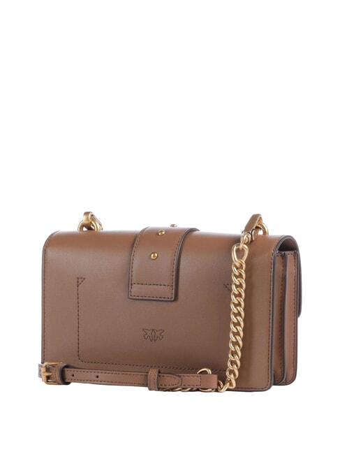 LOVE ONE CLASSIC Mini-Umh&auml;ngetasche aus Leder Cognacbraun-Antikgold - Damentaschen