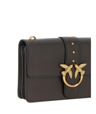 PINKO LOVE ONE CLASSIC Umh&auml;ngetasche aus Leder mit &Uuml;berschlag Marascabraun-Antikgold - Damentaschen - 3