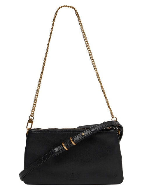 DOUBLE Schultertasche mit Schultergurt schwarz-antikgold - Damentaschen