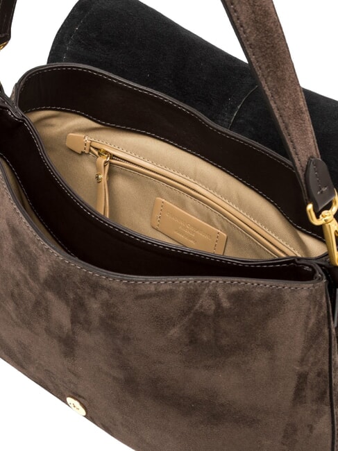 HELENA ROUND Schultertasche aus Leder Mokka - Damentaschen