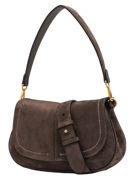 HELENA ROUND Schultertasche aus Leder Mokka - Damentaschen