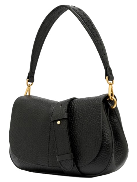 HELENA ROUND Schultertasche aus Leder mit Schulterriemen Schwarz - Damentaschen