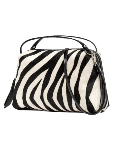 ALIFA Lederhandtasche mit Schulterriemen schwarz-wei&szlig;es Zebra - Damentaschen