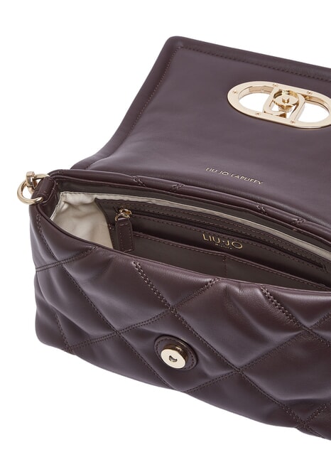 LAPUFFY Schultertasche mit Schultergurt rote Aubergine - Damentaschen