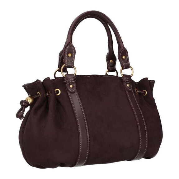 GINESA Handtasche mit Schulterriemen rote Aubergine - Damentaschen