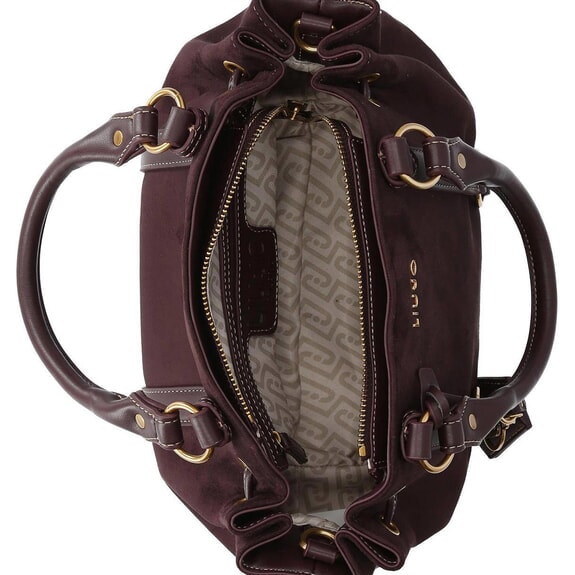 GINESA Handtasche mit Schulterriemen rote Aubergine - Damentaschen