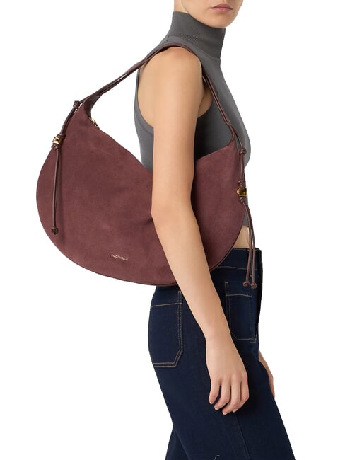 THESS SUEDE BIM Maxi-Schultertasche aus Leder Beere - Damentaschen