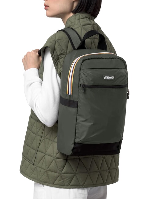 MID LAON Wasserabweisender Nylon-Rucksack gr&uuml;n schw&auml;rzlich - Rucks&auml;cke f&uuml;r Schule &amp; Freizeit