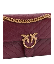 PINKO LOVE ONE LIGHT Mini-Stepptasche aus Leder intensives Johannisbeer-Antikgold - Damentaschen - 3
