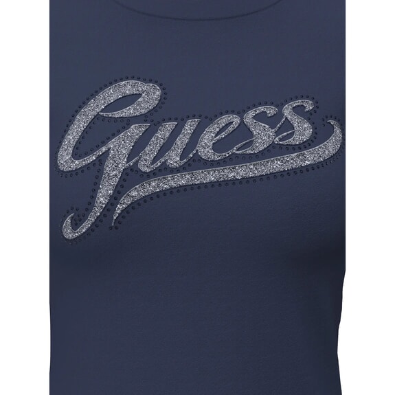 GLITTER LOGO Kurz&auml;rmeliges, glitzerndes T-Shirt blau geschw&auml;rzt - T-Shirts und Tops f&uuml;r Damen