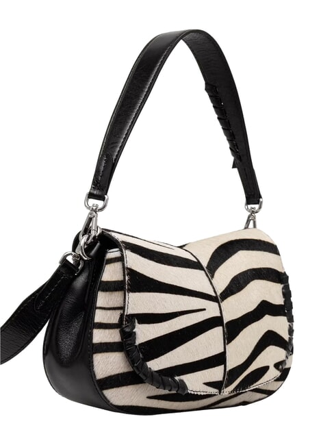 HELENA ROUND Lederhandtasche mit Schulterriemen schwarz-wei&szlig;es Zebra - Damentaschen