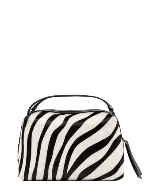 ALIFA Schultertasche aus Leder mit Schulterriemen schwarz-wei&szlig;es Zebra - Damentaschen