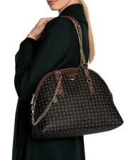 POLLINI HERITAGE Kuppelf&ouml;rmige Schultertasche mit Kettenhenkeln Schwarz Braun - Damentaschen - 2