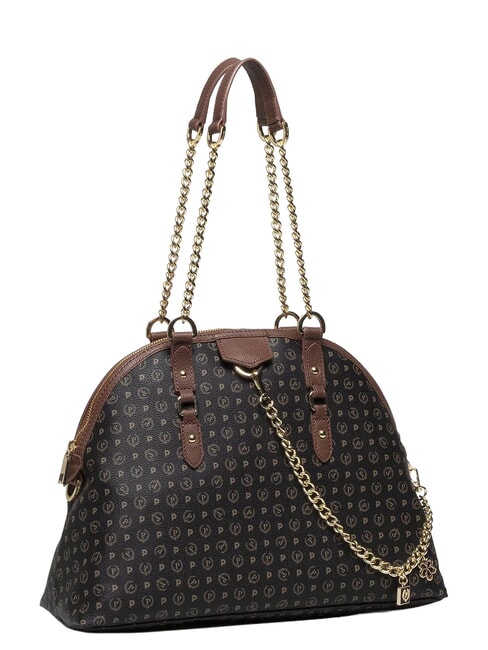 HERITAGE Kuppelf&ouml;rmige Schultertasche mit Kettenhenkeln Schwarz Braun - Damentaschen