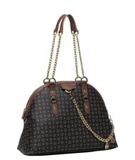 POLLINI HERITAGE Kuppelf&ouml;rmige Schultertasche mit Kettenhenkeln Schwarz Braun - Damentaschen - 3
