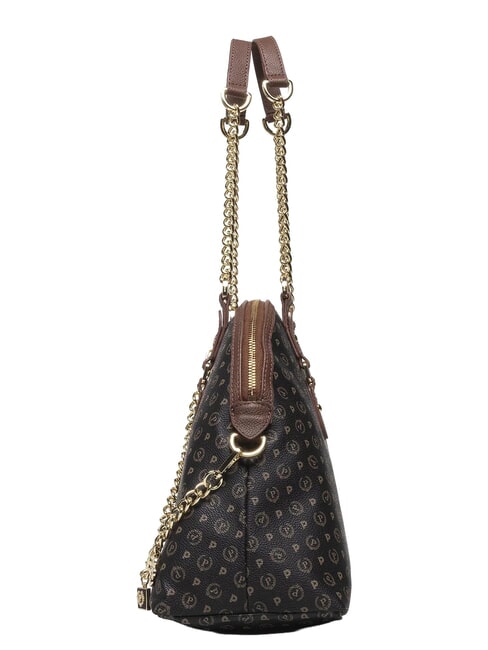 HERITAGE Kuppelf&ouml;rmige Schultertasche mit Kettenhenkeln Schwarz Braun - Damentaschen