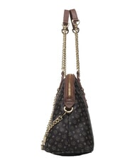 POLLINI HERITAGE Kuppelf&ouml;rmige Schultertasche mit Kettenhenkeln Schwarz Braun - Damentaschen - 4