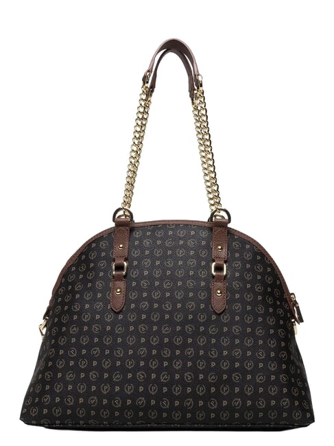 HERITAGE Kuppelf&ouml;rmige Schultertasche mit Kettenhenkeln Schwarz Braun - Damentaschen