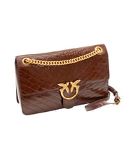 PINKO LOVE ONE LIGHT Mittelgro&szlig;e gesteppte Ledertasche Dunkelbraun-Antikgold - Damentaschen - 2
