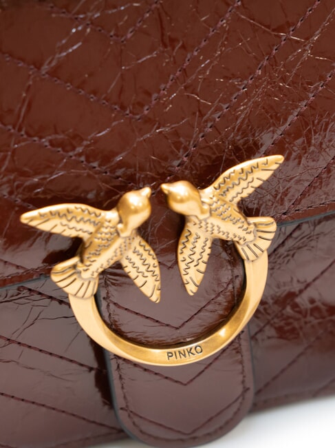 LOVE ONE LIGHT Mittelgro&szlig;e gesteppte Ledertasche Dunkelbraun-Antikgold - Damentaschen