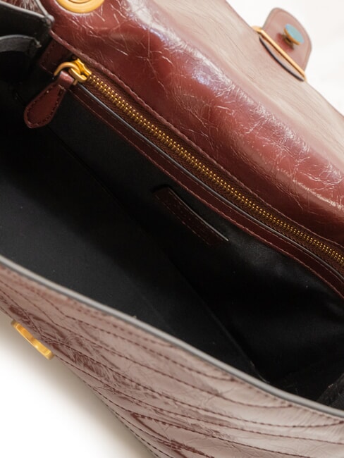 LOVE ONE LIGHT Mittelgro&szlig;e gesteppte Ledertasche Dunkelbraun-Antikgold - Damentaschen