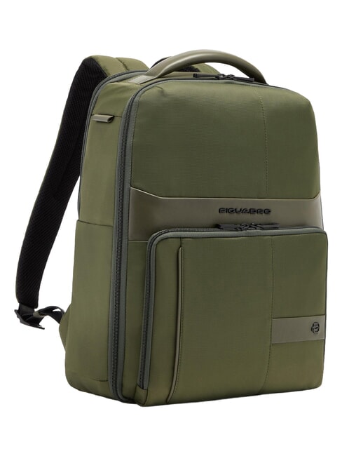 WOLLEM Rucksack aus Leder und Stoff, 14-Zoll-Laptophalter GR&Uuml;N - PC-Rucks&auml;cke