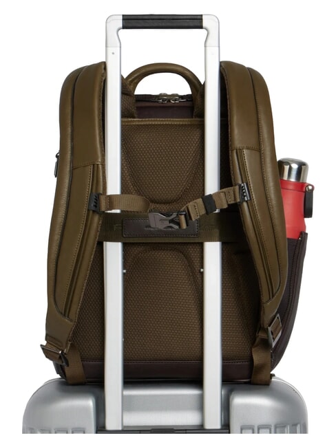BLACK SQUARE Lederrucksack f&uuml;r 14-Zoll-Laptop gr&uuml;n / dunkelbraun - PC-Rucks&auml;cke
