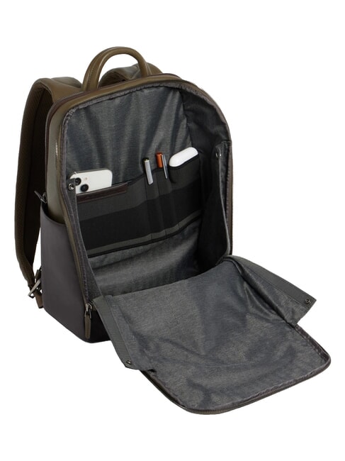 BLACK SQUARE Lederrucksack f&uuml;r 14-Zoll-Laptop gr&uuml;n / dunkelbraun - PC-Rucks&auml;cke
