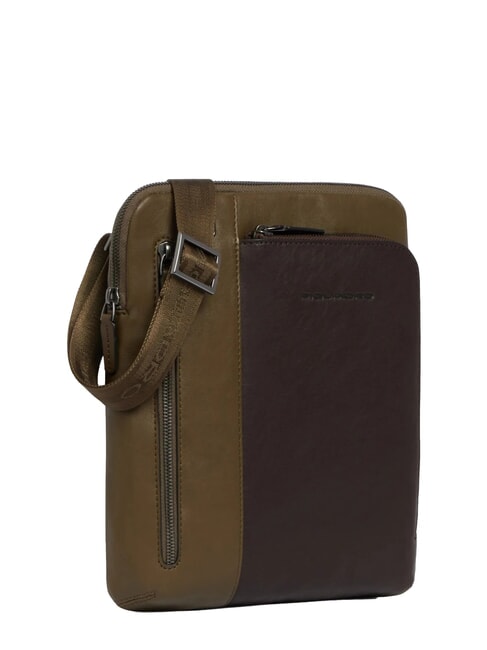 BLACK SQUARE  Flache Ledertasche gr&uuml;n / dunkelbraun - Umh&auml;ngetaschen Herren