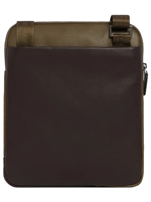 BLACK SQUARE  Flache Ledertasche gr&uuml;n / dunkelbraun - Umh&auml;ngetaschen Herren