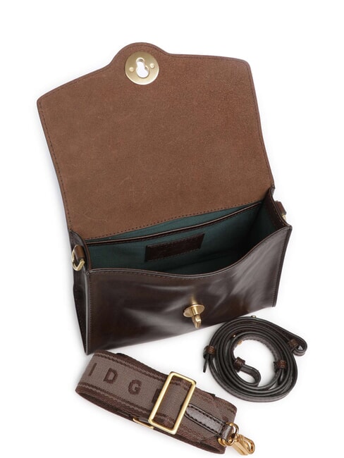 IRENE Schultertasche aus Leder Mokka mit Gold - Damentaschen