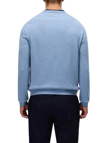 DAMAVAND Wollpullover verwaschener Denim - Herrenpullover