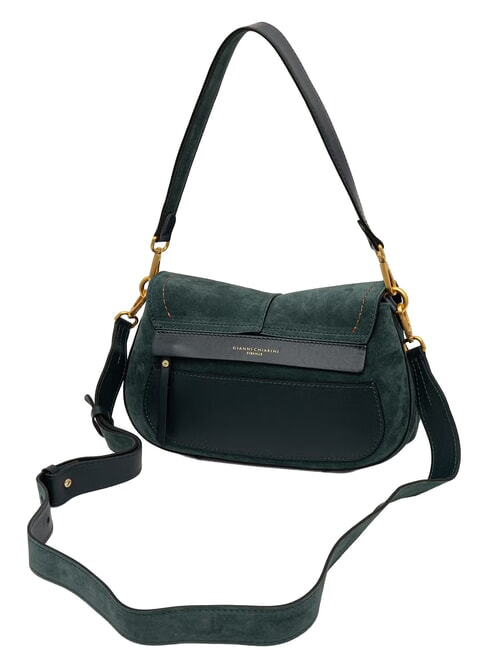 HELENA ROUND Schultertasche mit Schulterriemen, aus Leder Samtgr&uuml;n - Damentaschen