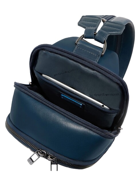 VICTOR Leder-Ein-Schulter-Rucksack Blau - PC-Rucks&auml;cke