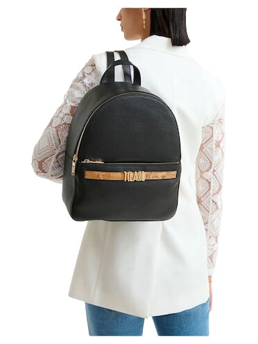 CHIC SOUL Rucksack mit Vordertasche, aus Leder Schwarz - Damentaschen