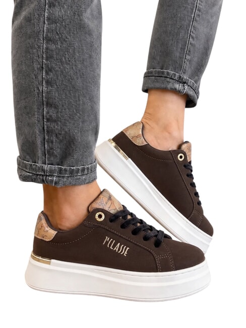 GEO Sneaker mit Logo Dunkelbraun/Geobeige - Damenschuhe