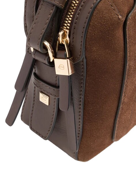 CIRCLE Schultertasche dunkelwalnussfarbenes Wildleder - Damentaschen