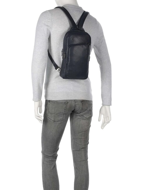 CRONUS One-Shoulder-Rucksack aus Leder Blau - PC-Rucks&auml;cke