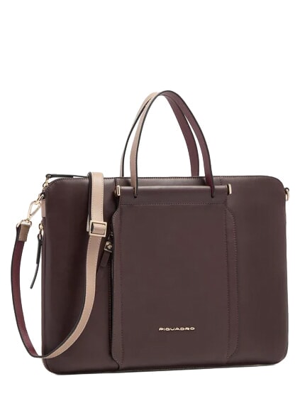 CIRCLE 14-Zoll-Laptoptasche aus Leder bordeauxrot/rosa - Arbeitstaschen