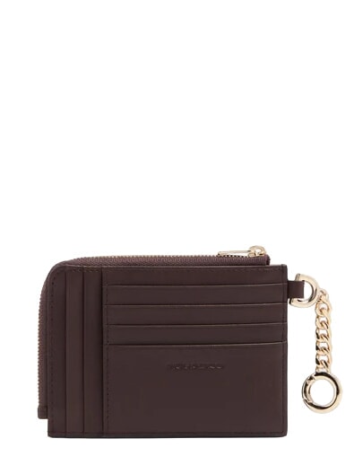 CIRCLE Kartenhalter / Schl&uuml;sselhalter aus Leder bordeauxrot/rosa - Brieftaschen Herren