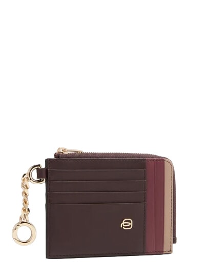 CIRCLE Kartenhalter / Schl&uuml;sselhalter aus Leder bordeauxrot/rosa - Brieftaschen Herren